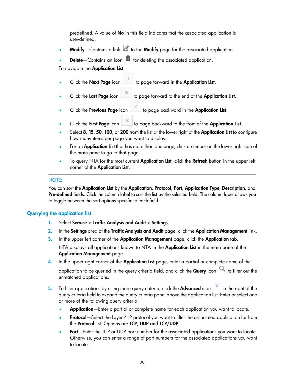 Querying the application list | H3C Technologies H3C Intelligent Management Center User Manual | Page 39 / 371