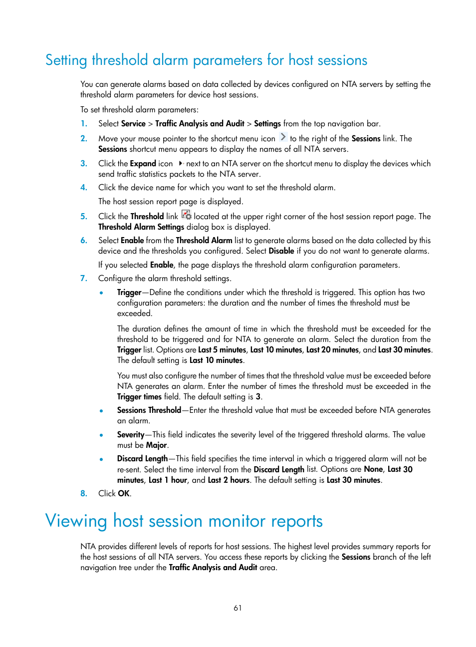 Viewing host session monitor reports | H3C Technologies H3C Intelligent Management Center User Manual | Page 71 / 371