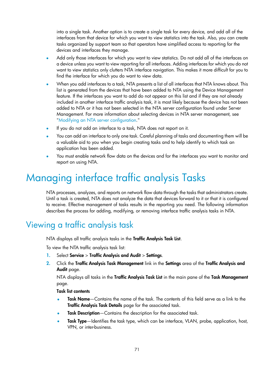 Managing interface traffic analysis tasks, Viewing a traffic analysis task | H3C Technologies H3C Intelligent Management Center User Manual | Page 81 / 371