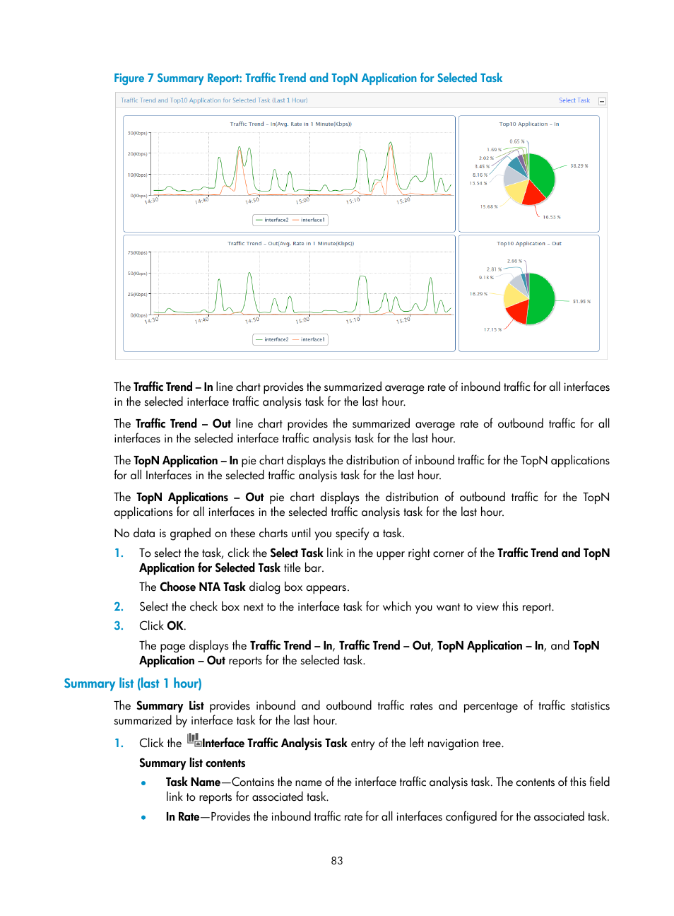 Summary list (last 1 hour) | H3C Technologies H3C Intelligent Management Center User Manual | Page 93 / 371