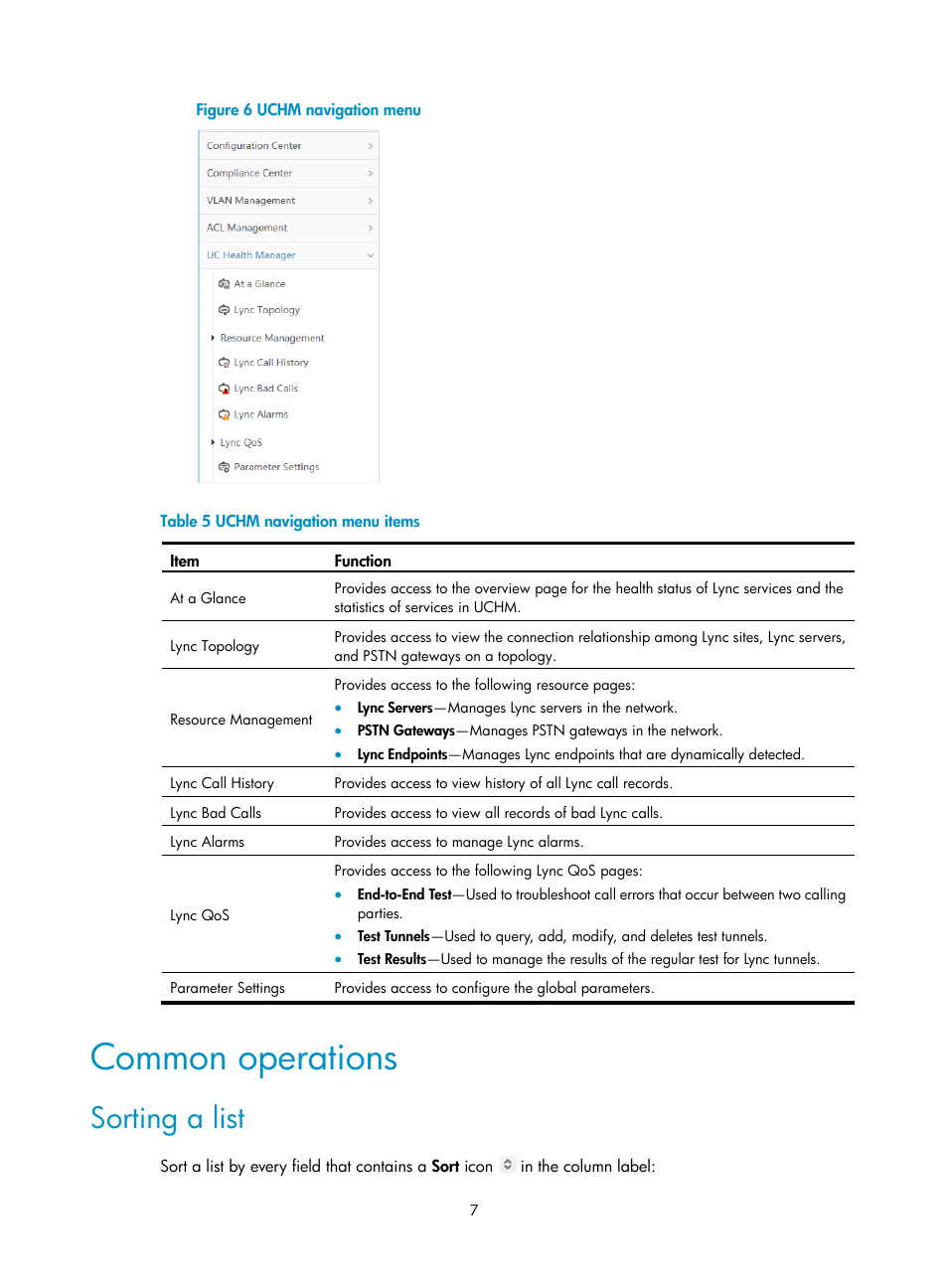 Common operations, Sorting a list, Shown in | Figure 6 | H3C Technologies H3C Intelligent Management Center User Manual | Page 16 / 78