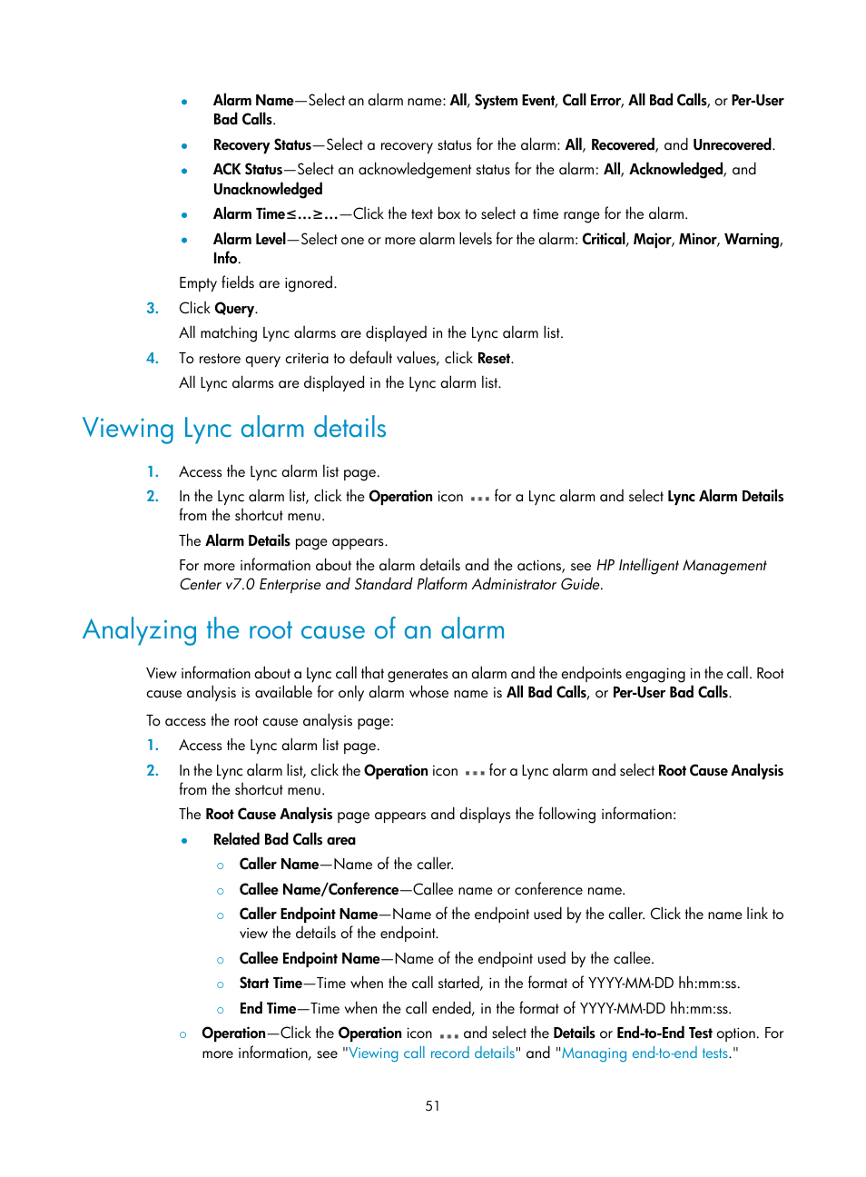 Viewing lync alarm details, Analyzing the root cause of an alarm | H3C Technologies H3C Intelligent Management Center User Manual | Page 60 / 78