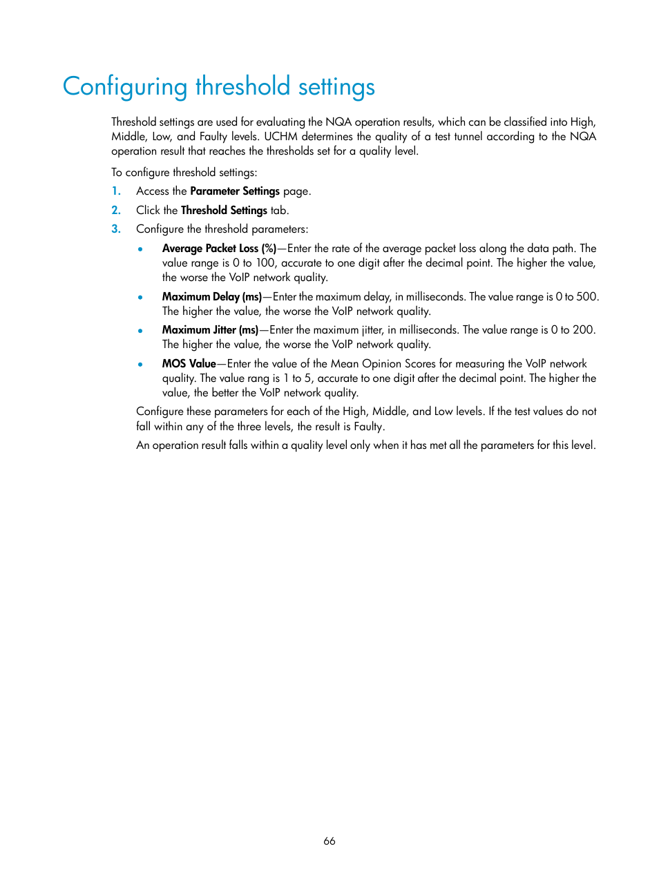 Configuring threshold settings | H3C Technologies H3C Intelligent Management Center User Manual | Page 75 / 78
