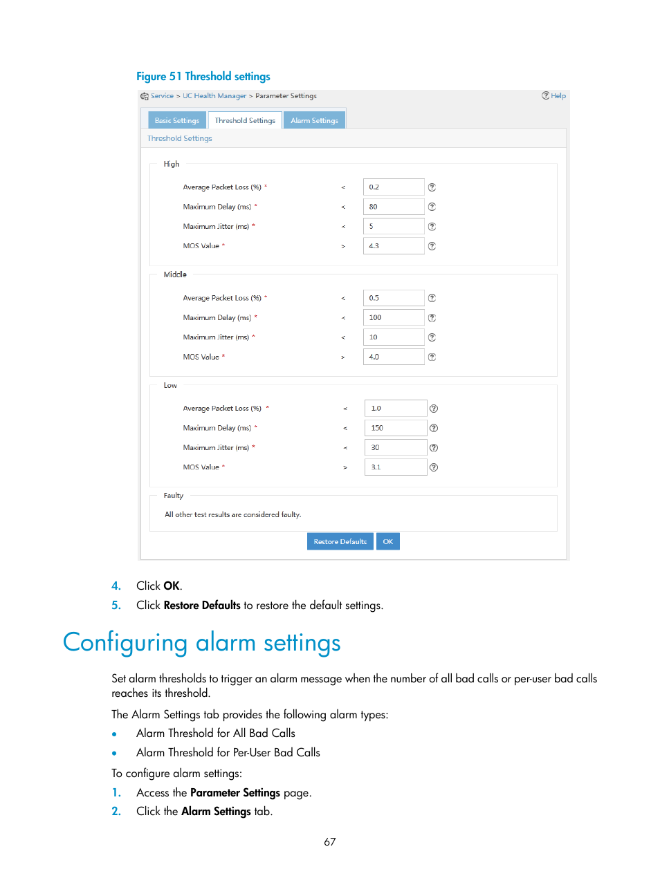 Configuring alarm settings | H3C Technologies H3C Intelligent Management Center User Manual | Page 76 / 78