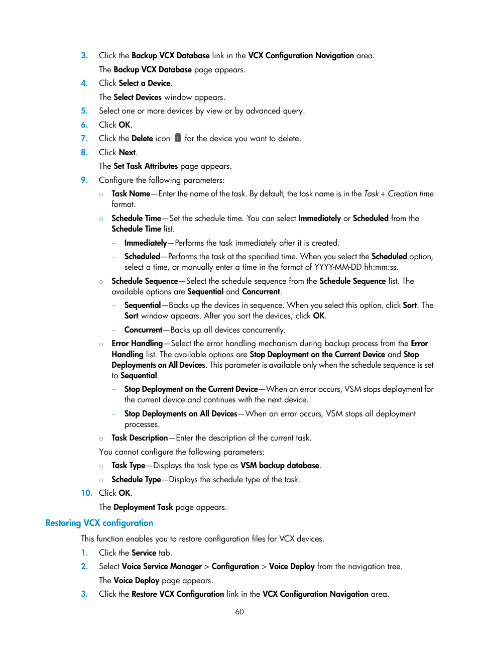 Restoring vcx configuration | H3C Technologies H3C Intelligent Management Center User Manual | Page 69 / 145