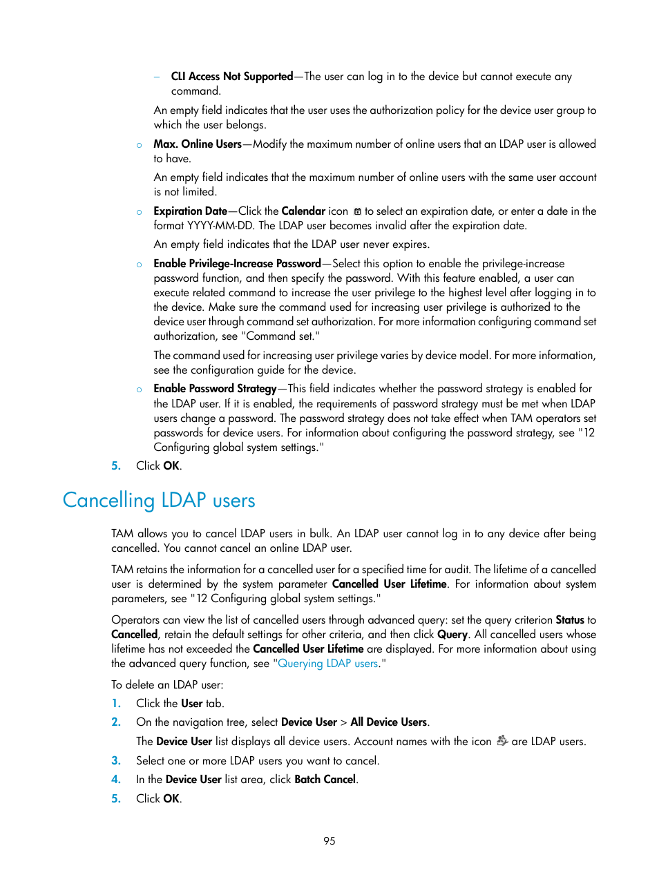 Cancelling ldap users | H3C Technologies H3C Intelligent Management Center User Manual | Page 104 / 137