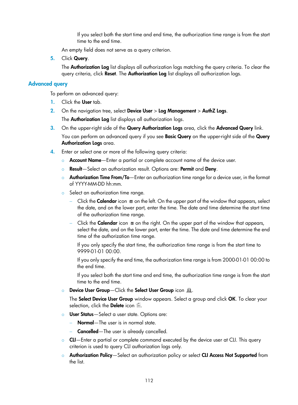 Advanced query | H3C Technologies H3C Intelligent Management Center User Manual | Page 121 / 137