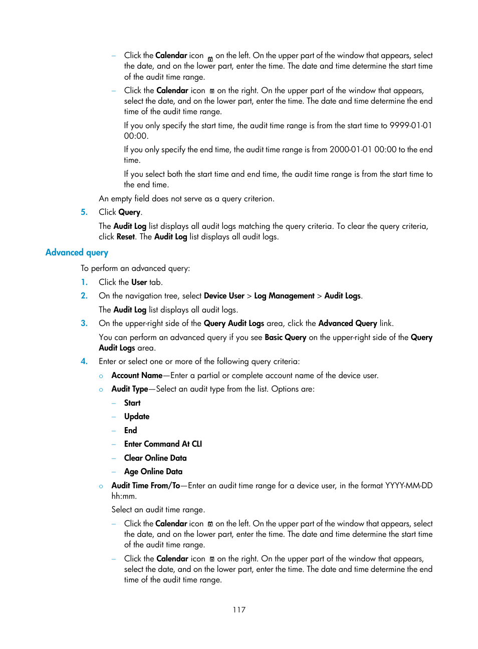 Advanced query | H3C Technologies H3C Intelligent Management Center User Manual | Page 126 / 137