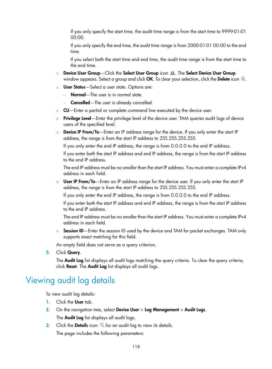 Viewing audit log details | H3C Technologies H3C Intelligent Management Center User Manual | Page 127 / 137