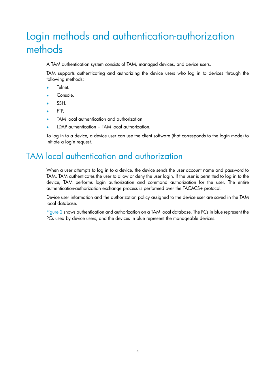 Tam local authentication and authorization | H3C Technologies H3C Intelligent Management Center User Manual | Page 13 / 137