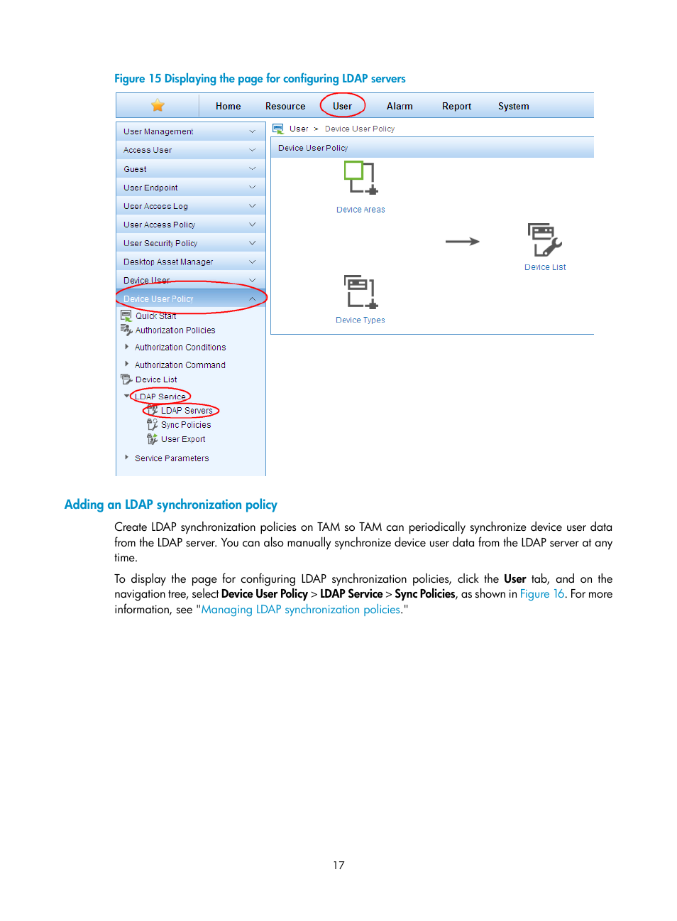 Adding an ldap synchronization policy, N in, Figure 15 | H3C Technologies H3C Intelligent Management Center User Manual | Page 26 / 137