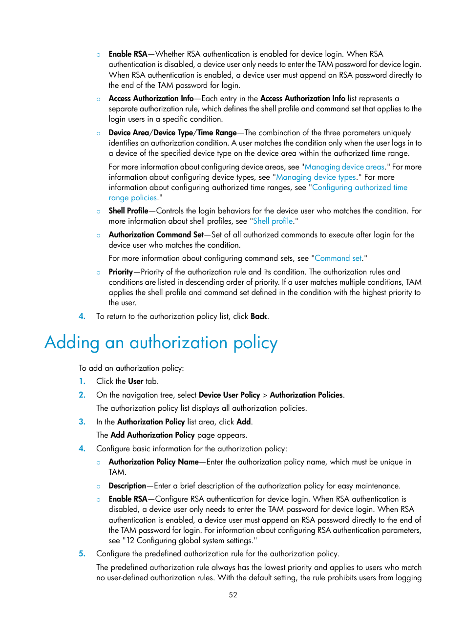 Adding an authorization policy | H3C Technologies H3C Intelligent Management Center User Manual | Page 61 / 137