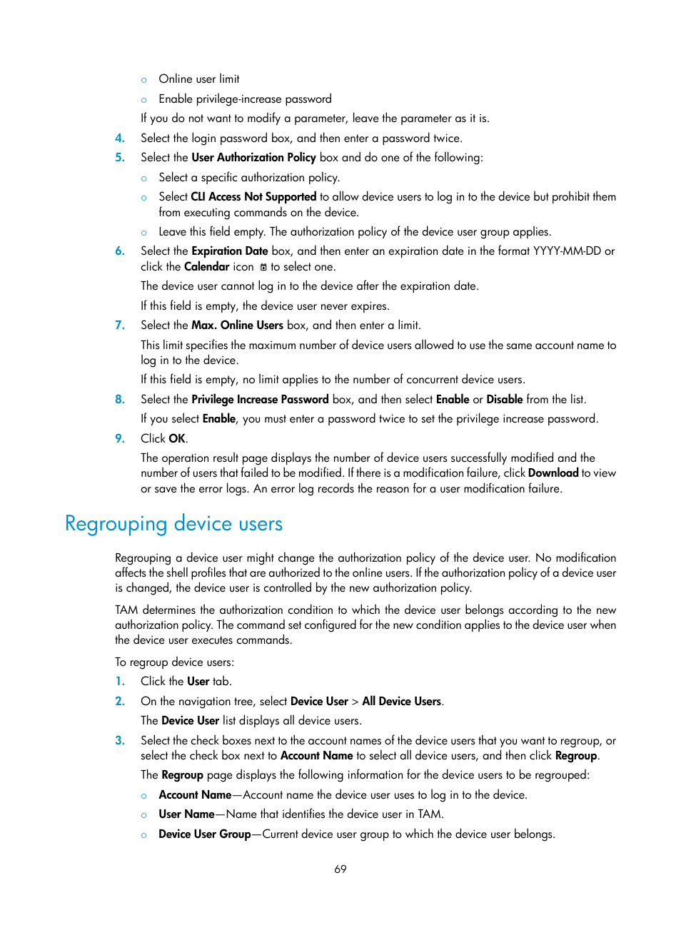 Regrouping device users | H3C Technologies H3C Intelligent Management Center User Manual | Page 78 / 137