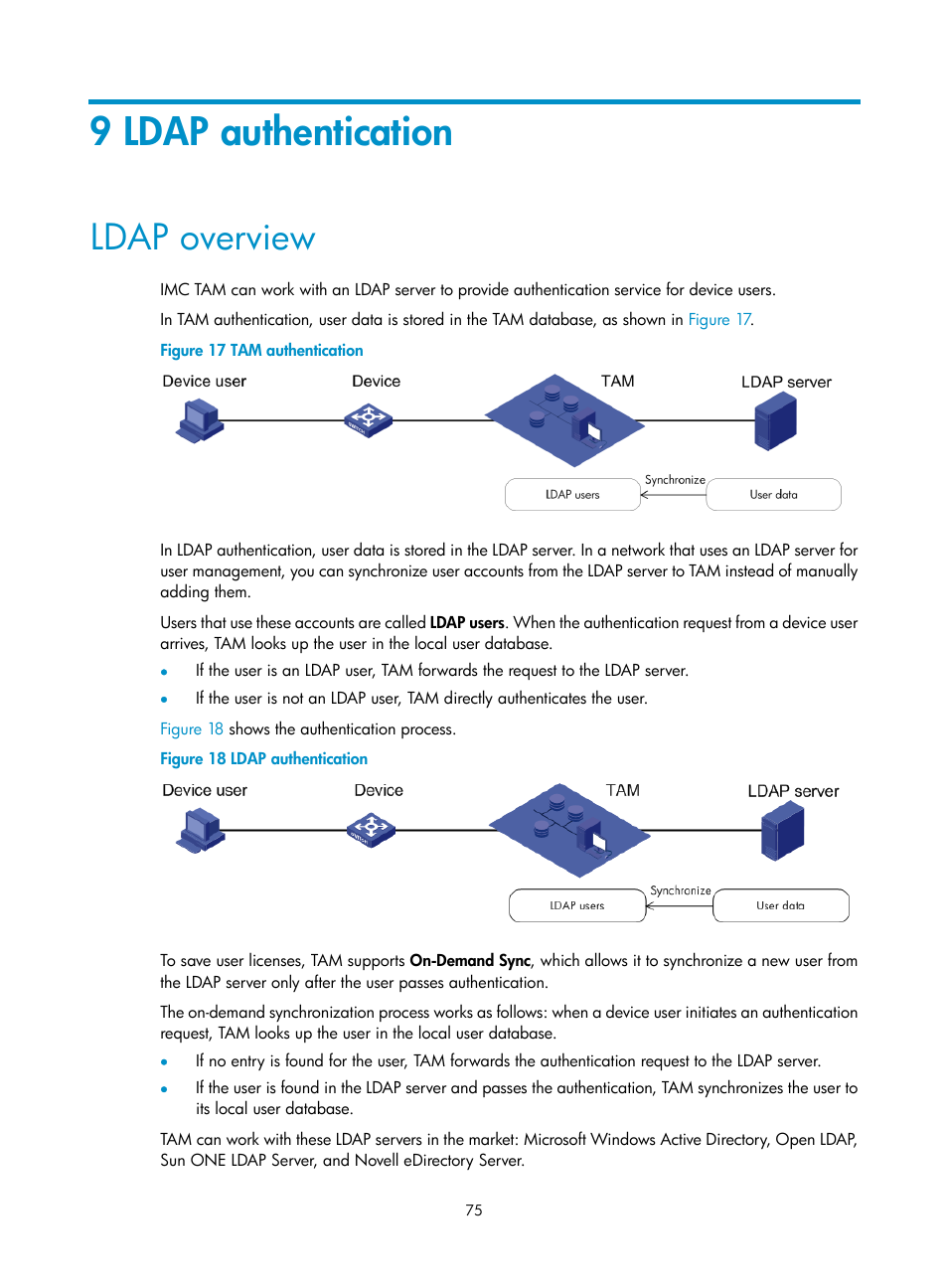 9 ldap authentication, Ldap overview | H3C Technologies H3C Intelligent Management Center User Manual | Page 84 / 137