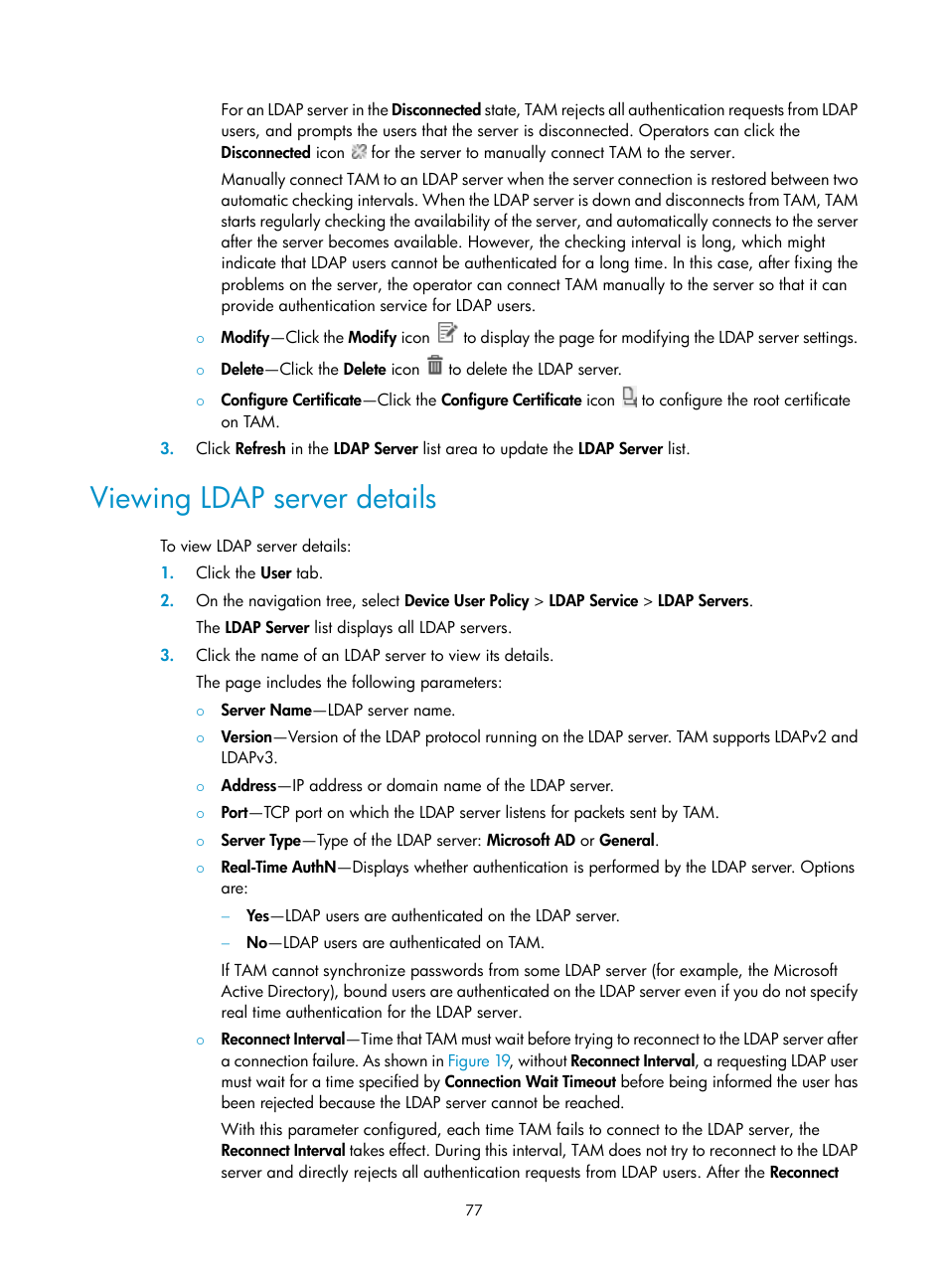 Viewing ldap server details | H3C Technologies H3C Intelligent Management Center User Manual | Page 86 / 137