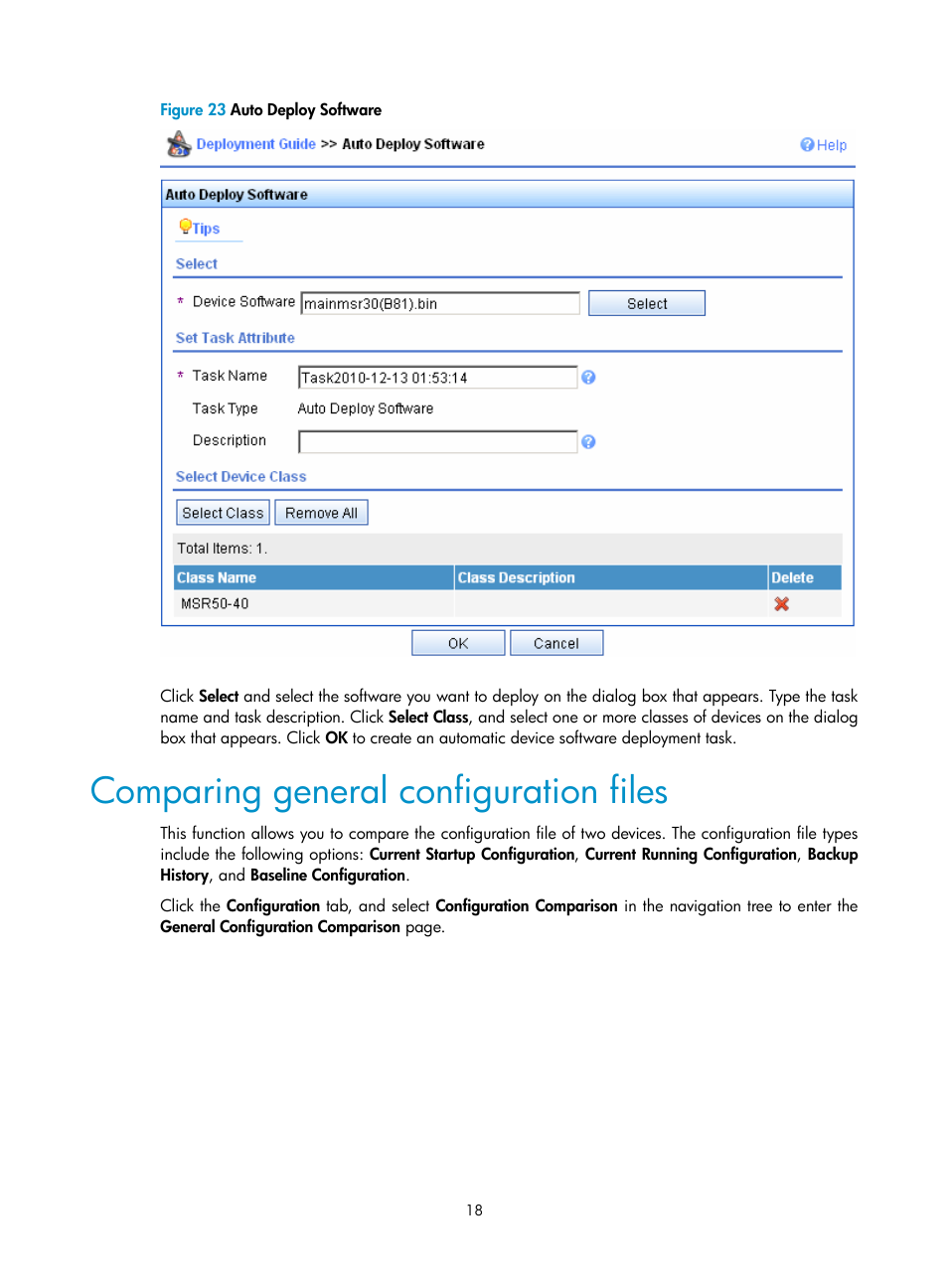 Comparing general configuration files | H3C Technologies H3C Intelligent Management Center User Manual | Page 22 / 49