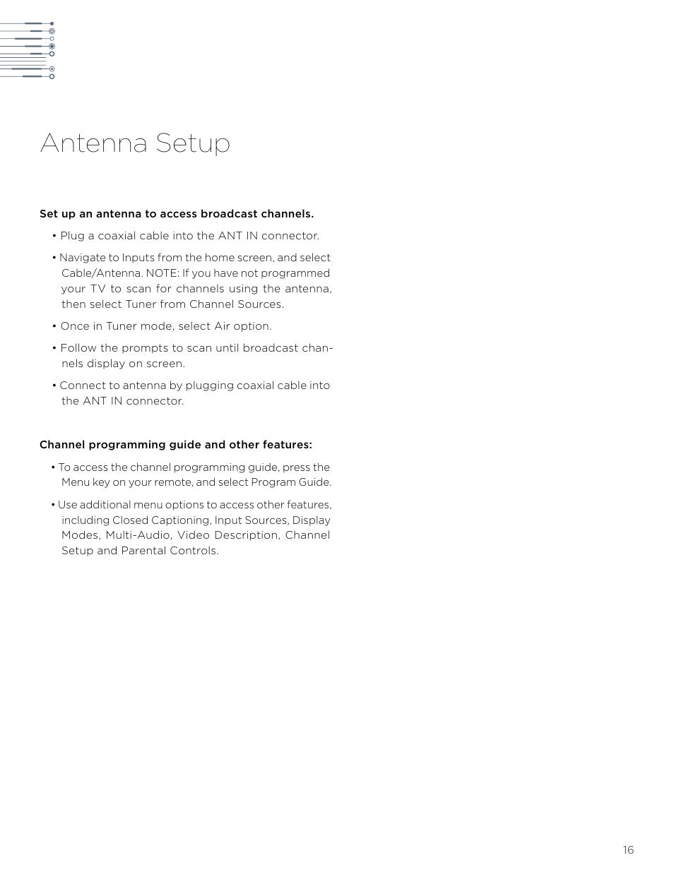 Antenna setup | LeEco Super4 X Series 4K UHD Ecotvs User Manual | Page 16 / 31