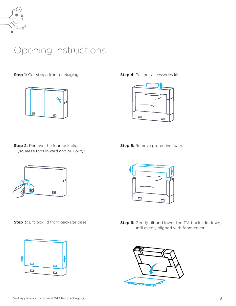 Opening instructions | LeEco Super4 X Series 4K UHD Ecotvs User Manual | Page 8 / 31