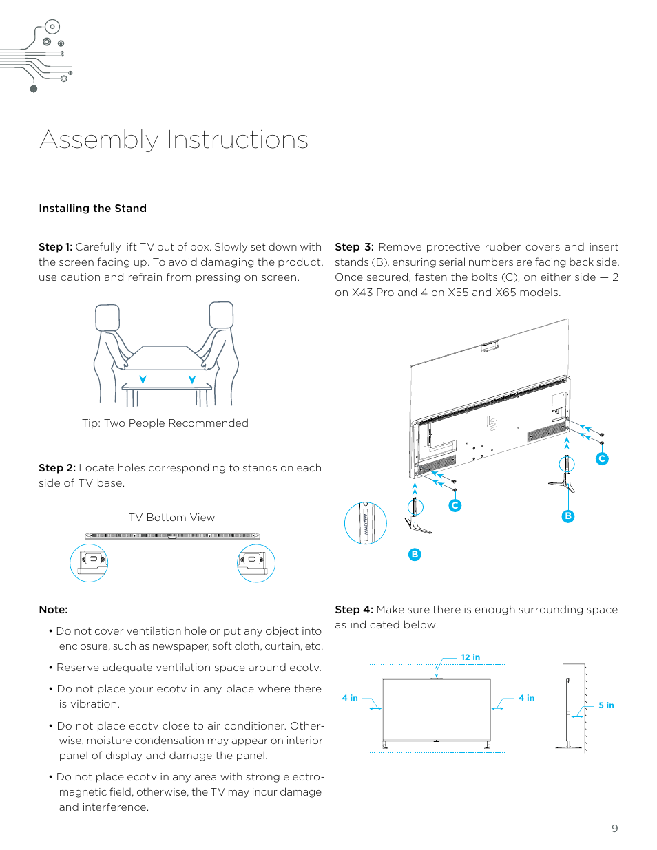 Assembly instructions | LeEco Super4 X Series 4K UHD Ecotvs User Manual | Page 9 / 31