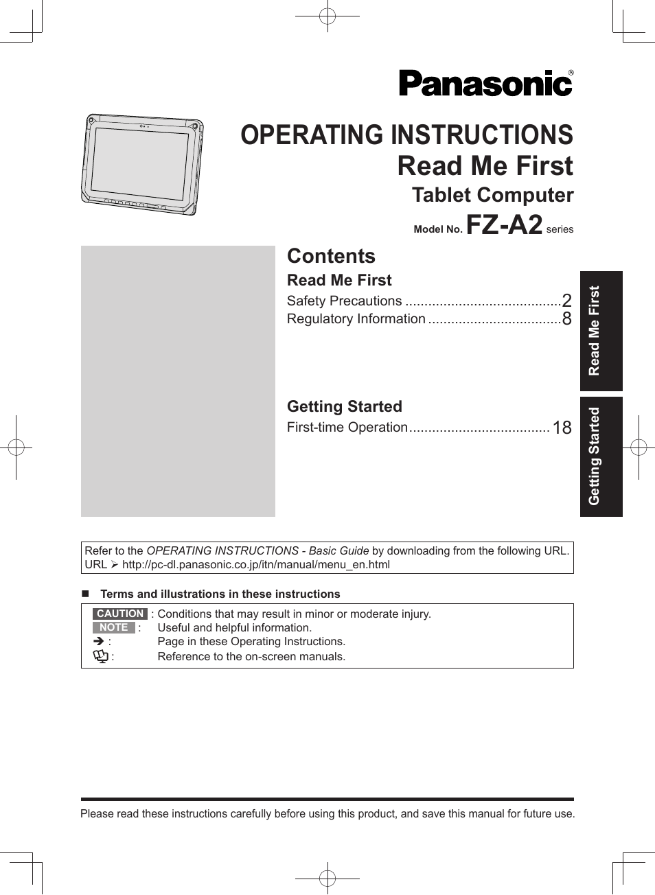 Panasonic Toughpad FZ-A2 User Manual | 20 pages