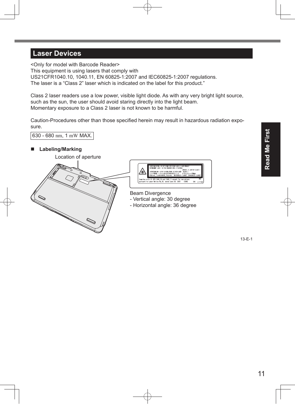 Laser devices | Panasonic Toughpad FZ-A2 User Manual | Page 11 / 20