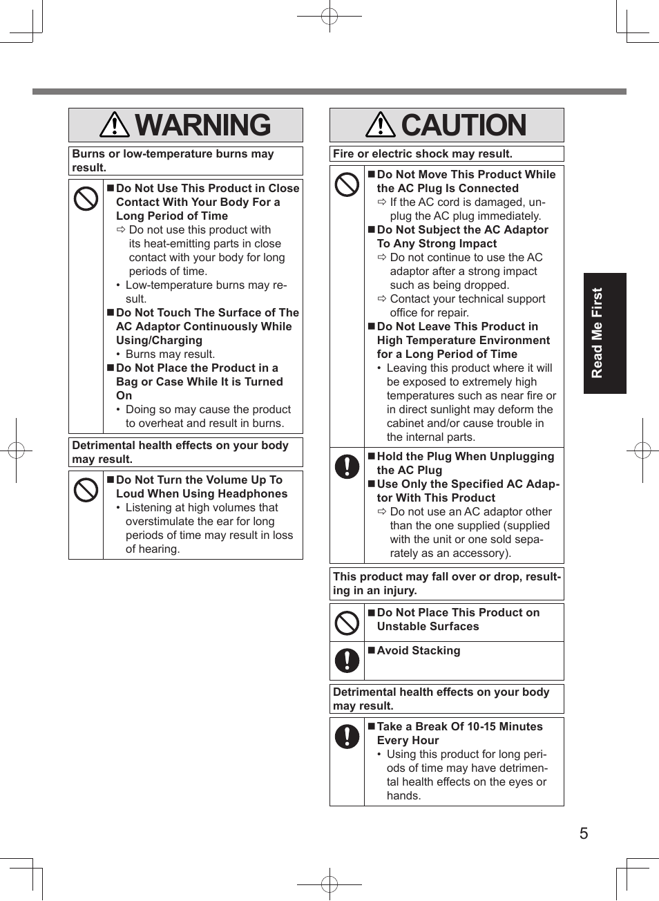 Warning, Caution | Panasonic Toughpad FZ-A2 User Manual | Page 5 / 20