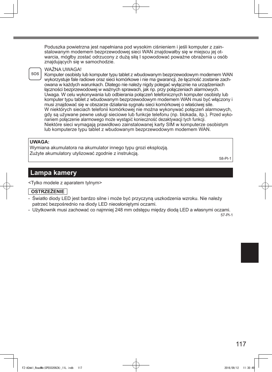 Lampa kamery | Panasonic Toughpad FZ-A2 User Manual | Page 117 / 172