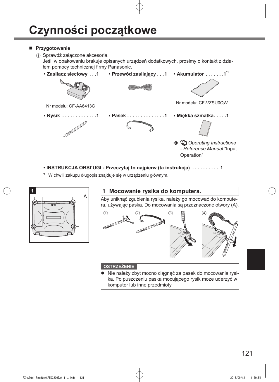 Czynności początkowe | Panasonic Toughpad FZ-A2 User Manual | Page 121 / 172