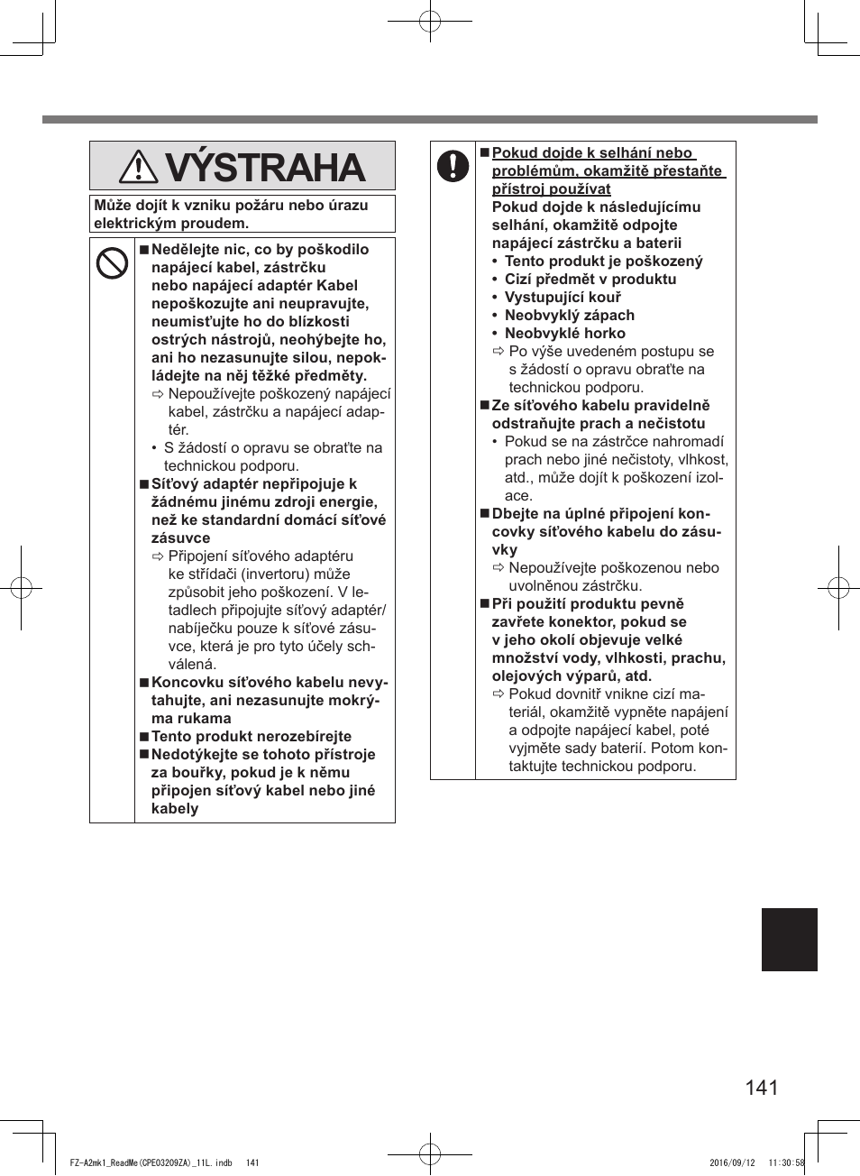 Výstraha | Panasonic Toughpad FZ-A2 User Manual | Page 141 / 172