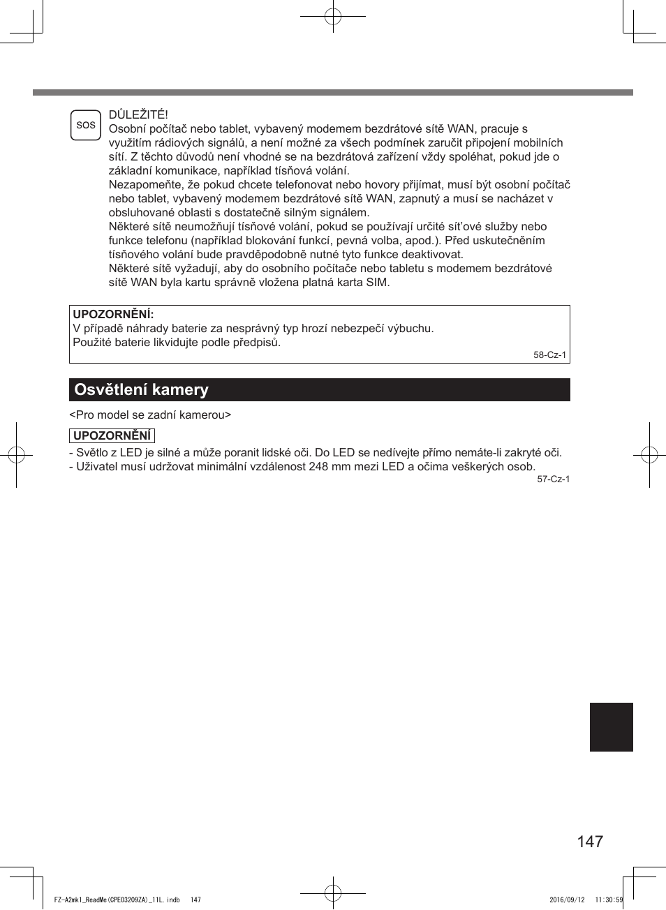 Osvětlení kamery | Panasonic Toughpad FZ-A2 User Manual | Page 147 / 172