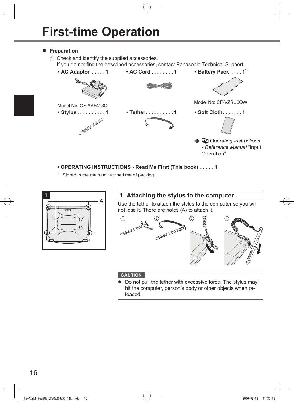 First-time operation | Panasonic Toughpad FZ-A2 User Manual | Page 16 / 172