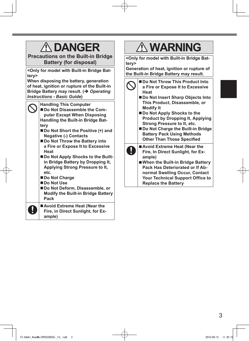 Danger, Warning | Panasonic Toughpad FZ-A2 User Manual | Page 3 / 172