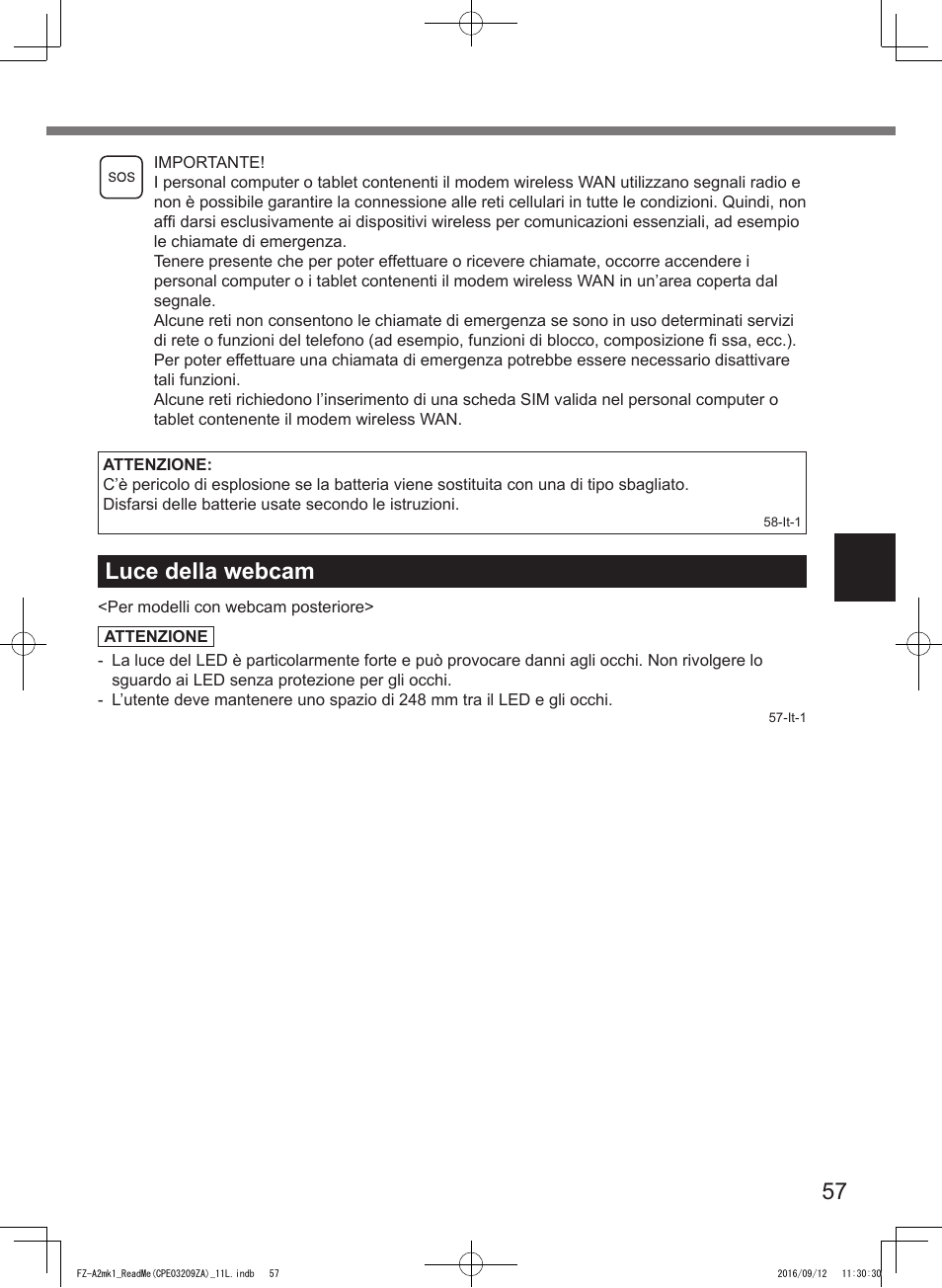 Luce della webcam | Panasonic Toughpad FZ-A2 User Manual | Page 57 / 172