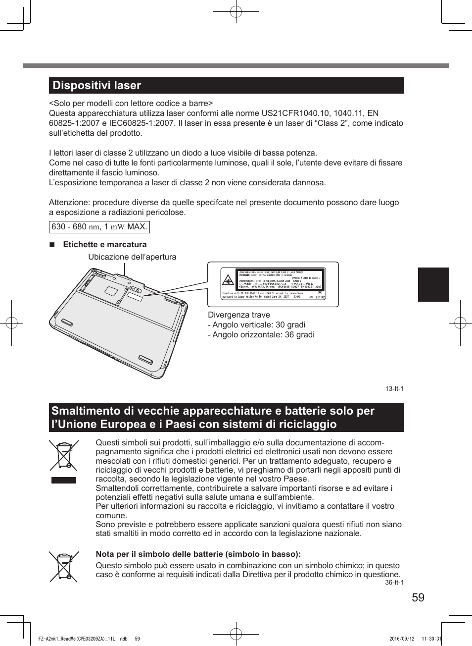 59 dispositivi laser | Panasonic Toughpad FZ-A2 User Manual | Page 59 / 172