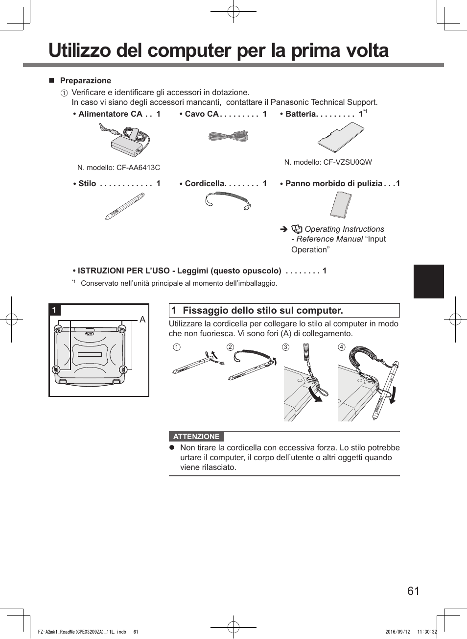 Utilizzo del computer per la prima volta | Panasonic Toughpad FZ-A2 User Manual | Page 61 / 172