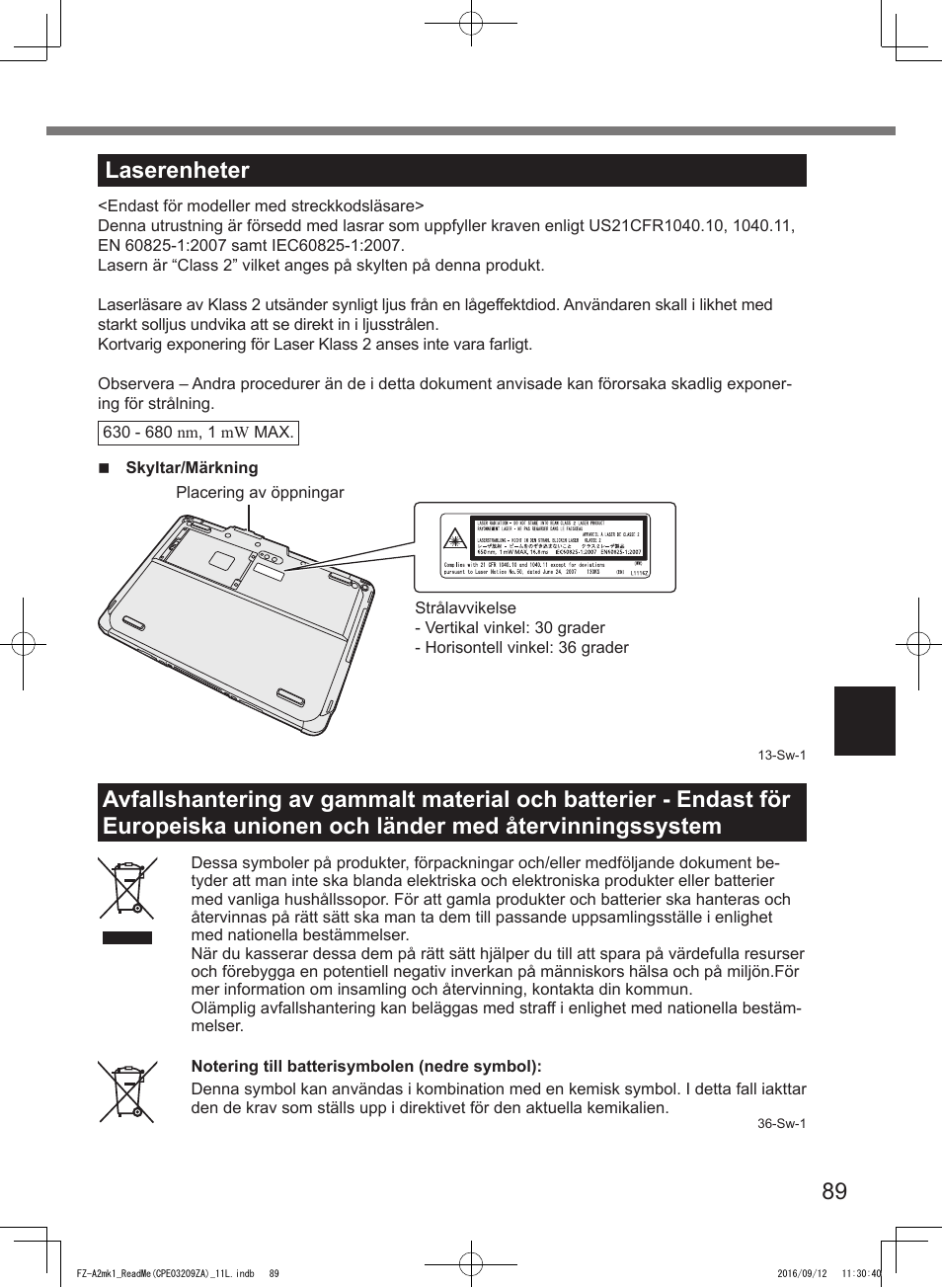 89 laserenheter | Panasonic Toughpad FZ-A2 User Manual | Page 89 / 172