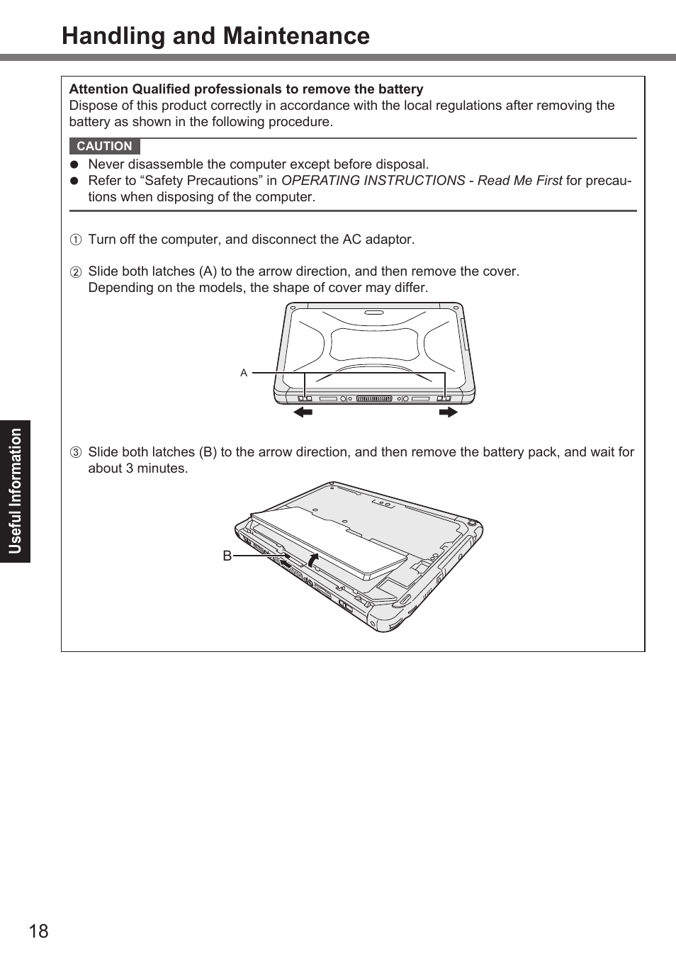 Handling and maintenance | Panasonic Toughpad FZ-A2 User Manual | Page 18 / 39