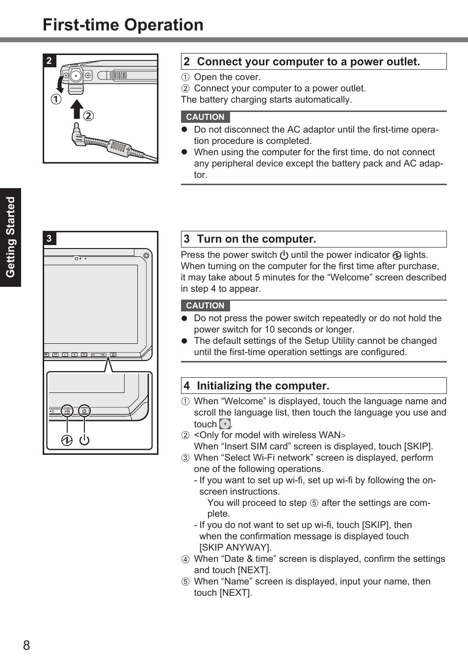 First-time operation | Panasonic Toughpad FZ-A2 User Manual | Page 8 / 39