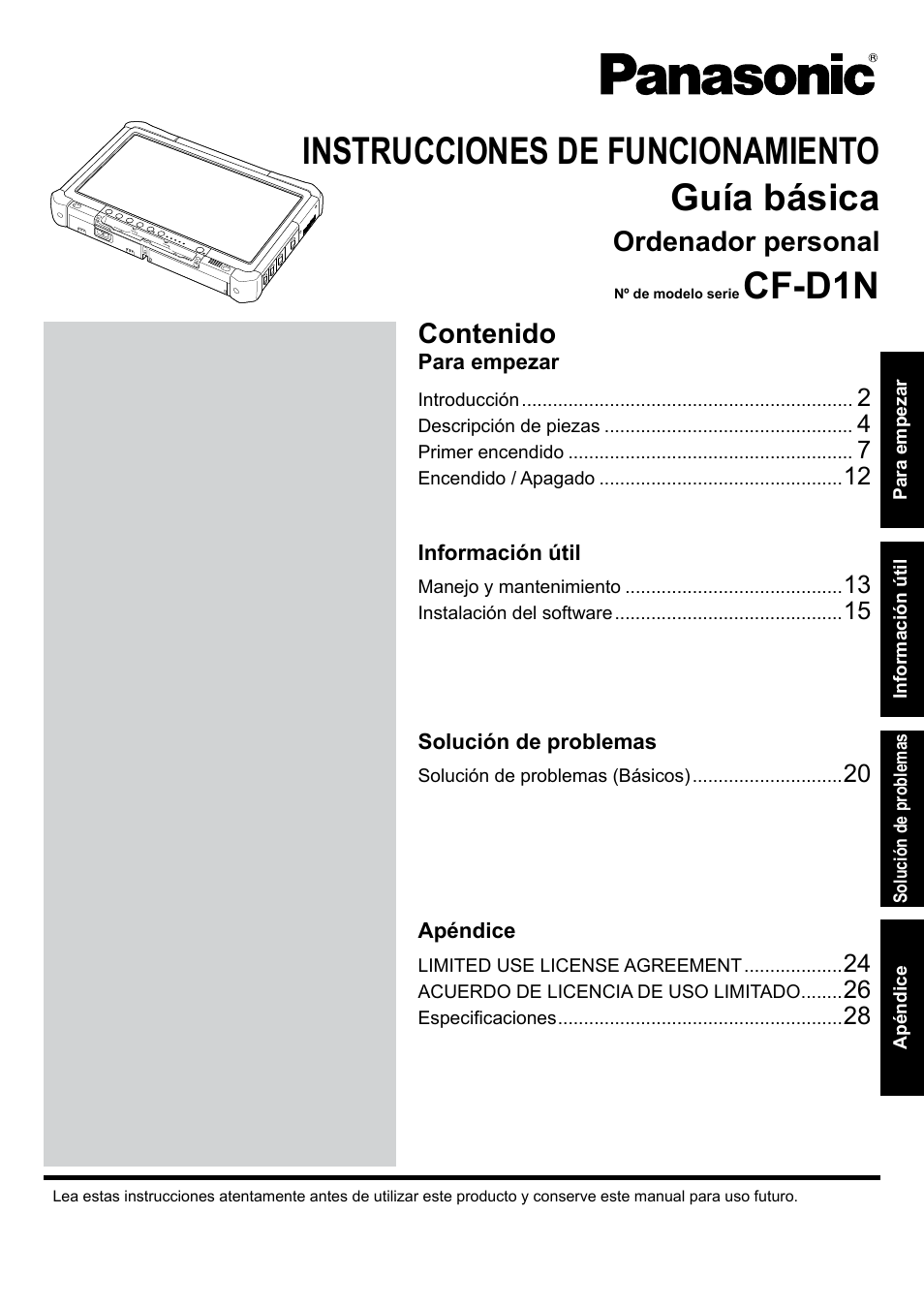 Panasonic Toughbook CF-D1 User Manual | 31 pages