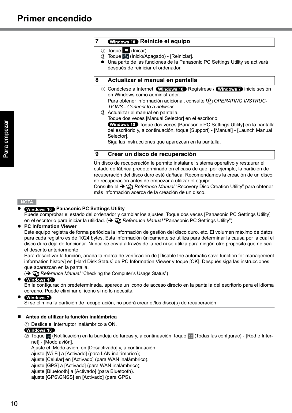 Primer encendido | Panasonic Toughbook CF-D1 User Manual | Page 10 / 31