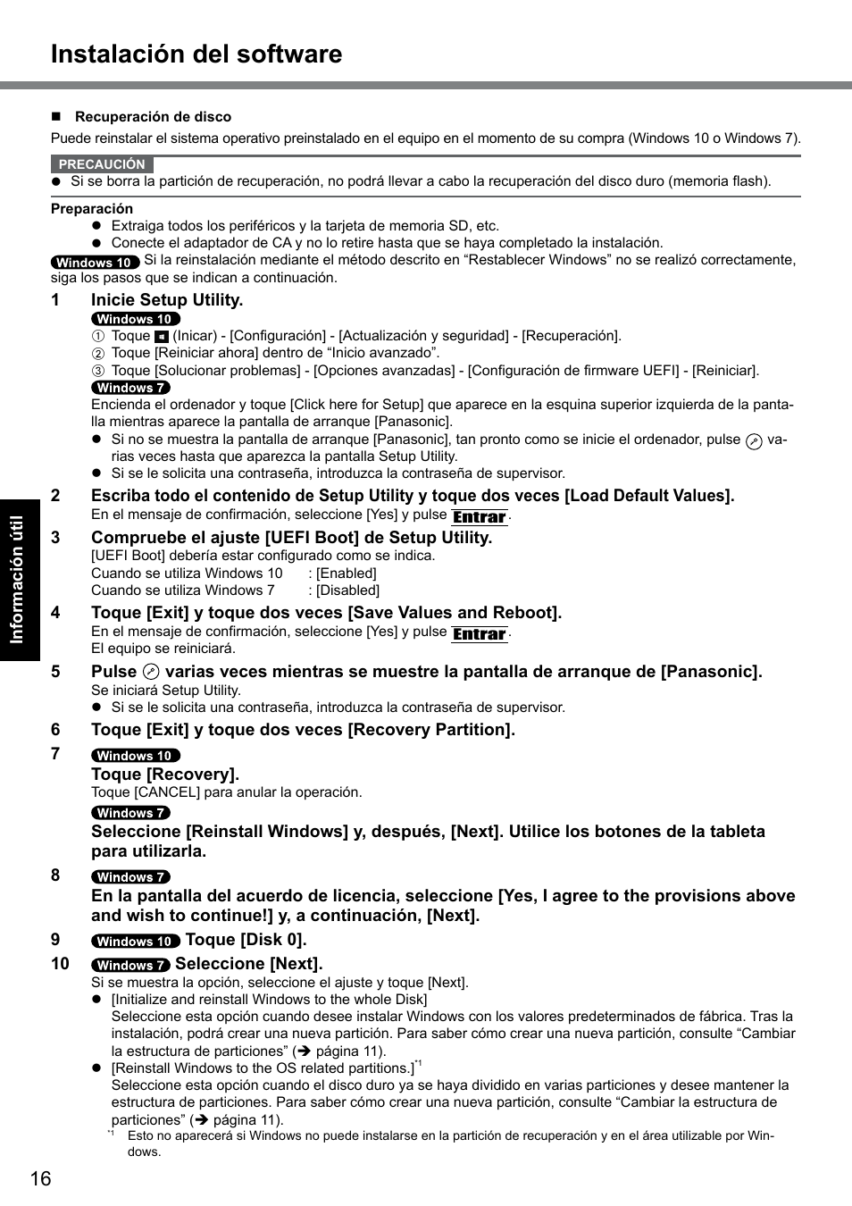 Instalación del software | Panasonic Toughbook CF-D1 User Manual | Page 16 / 31