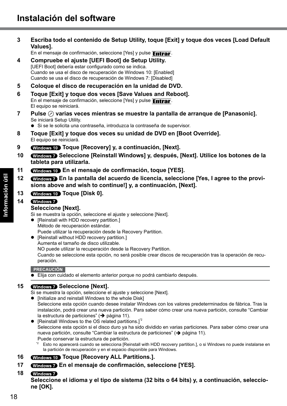 Instalación del software | Panasonic Toughbook CF-D1 User Manual | Page 18 / 31