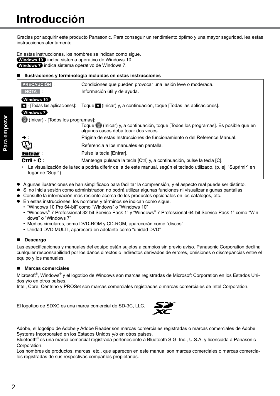 Introducción | Panasonic Toughbook CF-D1 User Manual | Page 2 / 31