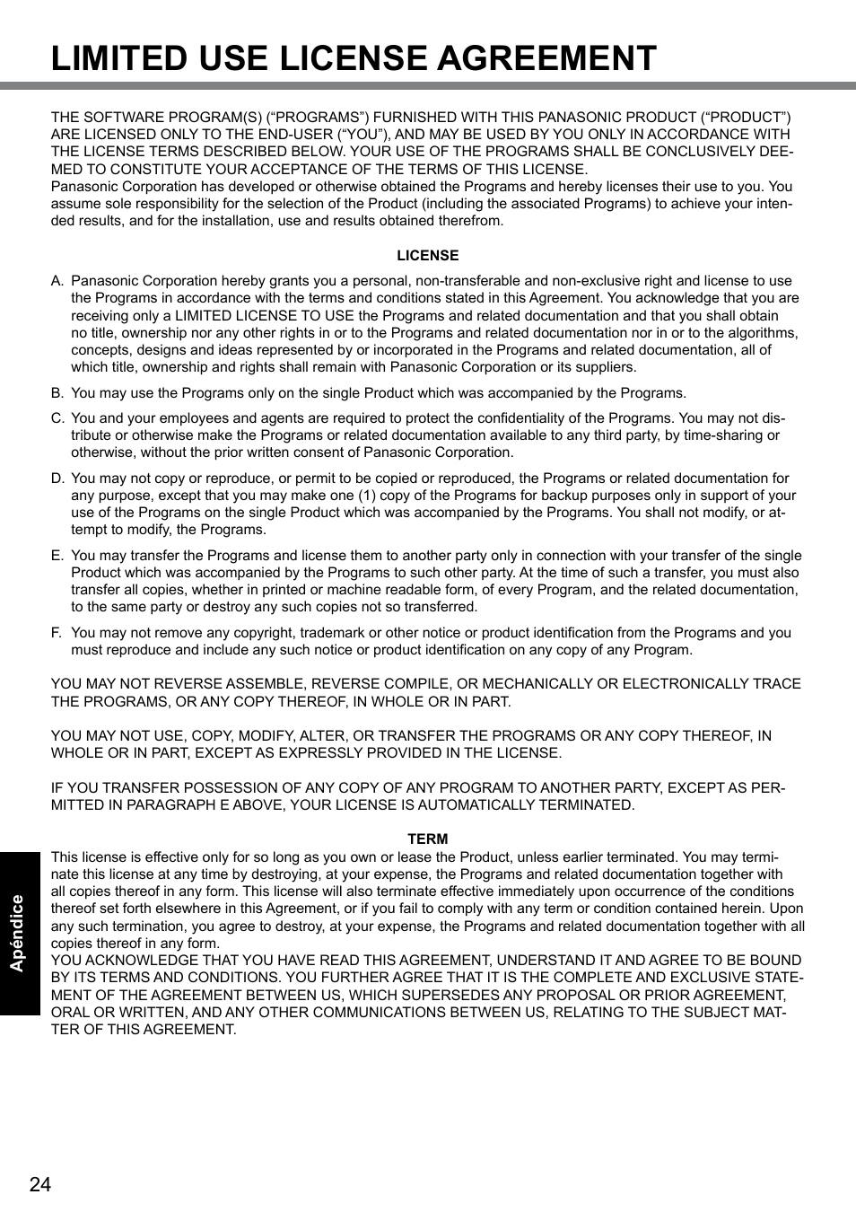 Limited use license agreement | Panasonic Toughbook CF-D1 User Manual | Page 24 / 31