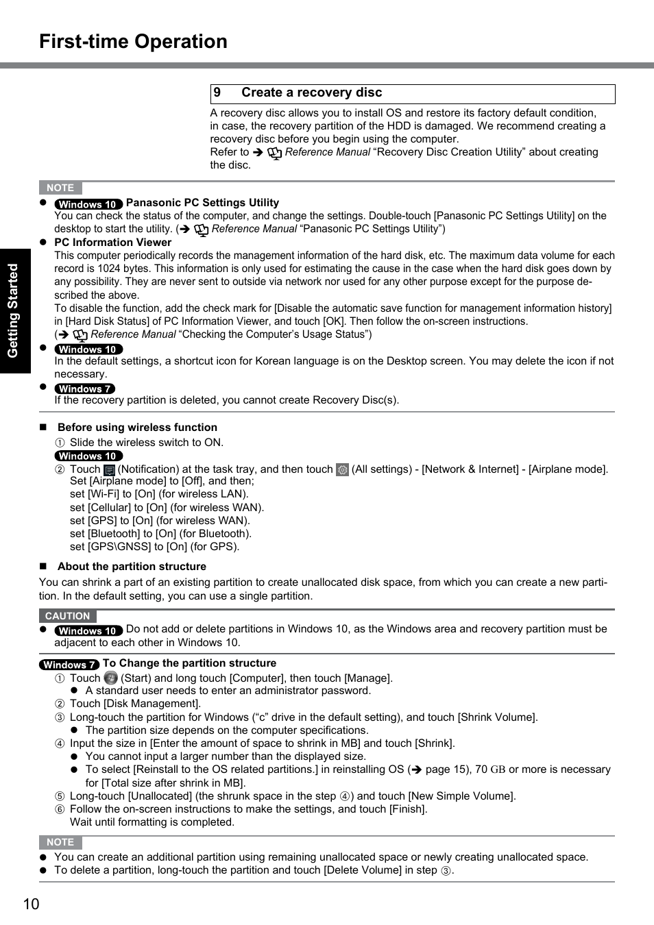 First-time operation | Panasonic Toughbook CF-D1 User Manual | Page 10 / 27