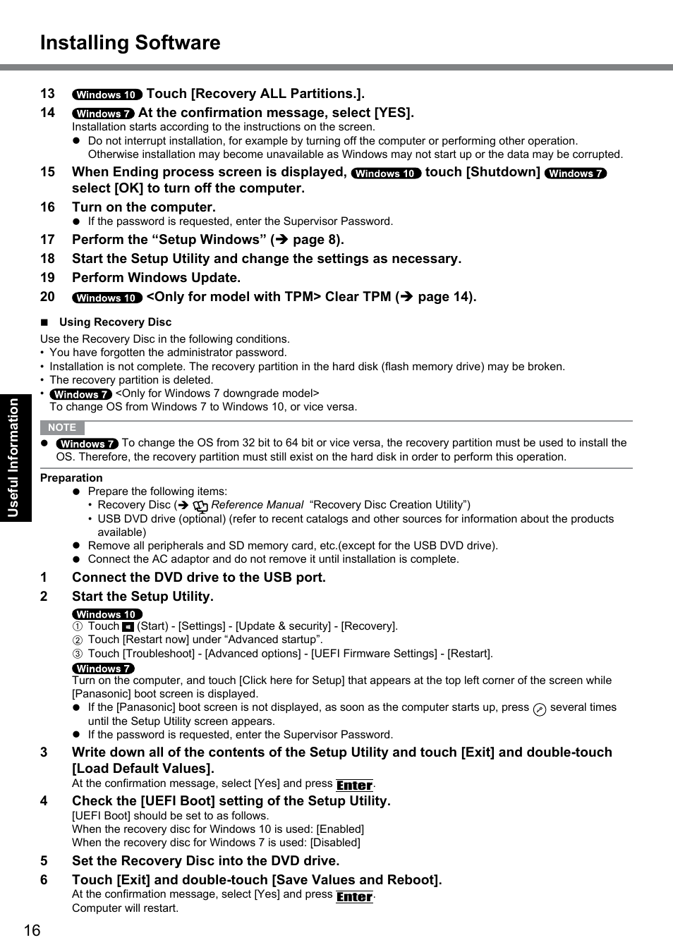 Installing software | Panasonic Toughbook CF-D1 User Manual | Page 16 / 27