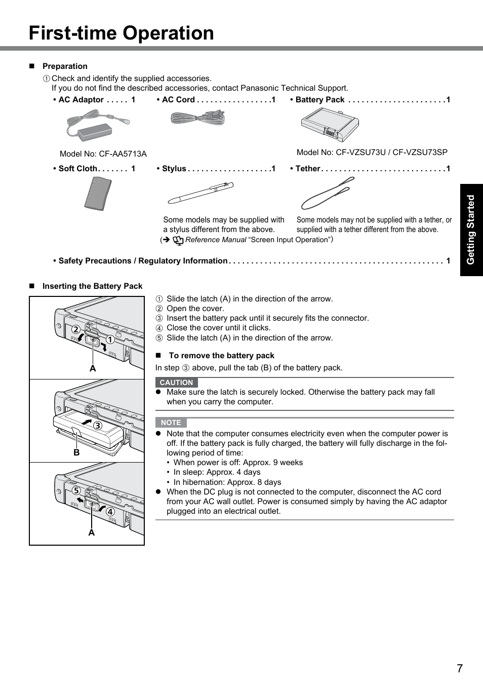 First-time operation | Panasonic Toughbook CF-D1 User Manual | Page 7 / 27