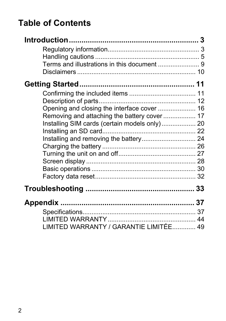 Panasonic Toughpad FZ-F1 User Manual | Page 2 / 56