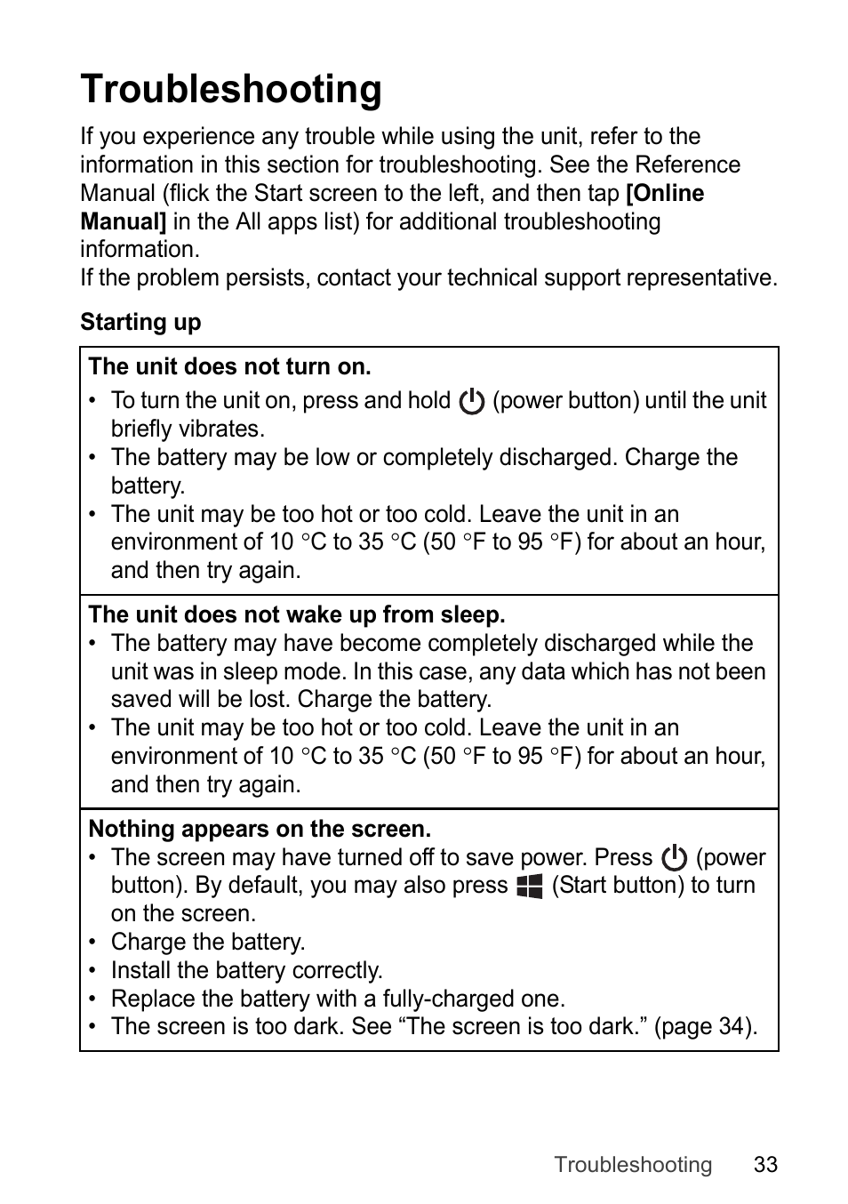 Troubleshooting | Panasonic Toughpad FZ-F1 User Manual | Page 33 / 56