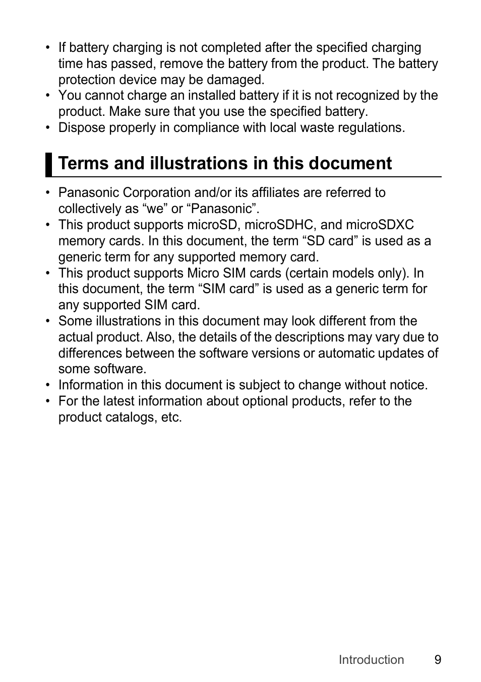 Terms and illustrations in this document | Panasonic Toughpad FZ-F1 User Manual | Page 9 / 56